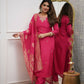 The52 Gajri Women's Gorgeous Embroidered Viscose Chanderi Fabric Straight Kurta Pant with Dupatta Set - Swadesiicart