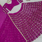 Jyoti Fashion Women's Wine Faux Georgette Sequins with Thread Embroidered Designer Lehenga Choli Set | Swadesiicart