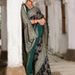 Joban Fashion Navy Blue Crepe Chiffon Pure Handloom Banarasi Silk Saree | Swadesiicart