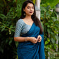 Blue Jute Silk Woven Design Saree with Unstitched Blouse - Hiral Fashion | Swadesiicart