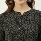 FIORRA Women's Black Printed Flared Cotton Kurta - Swadesiicart