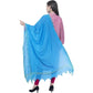 A R Silk Dark Sky Blue Color Golden Border Cotton Dupatta
