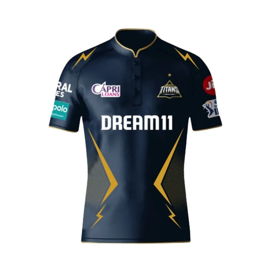 Gujarat Titans Men's Navy Blue And Gold Half Sleeves Jersey IPL, T20 | Swadesiicart