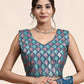 Blue Pure Georgette Sequence work Ready to wear Saree with stitched Blouse - Nirvana | Swadesiicart