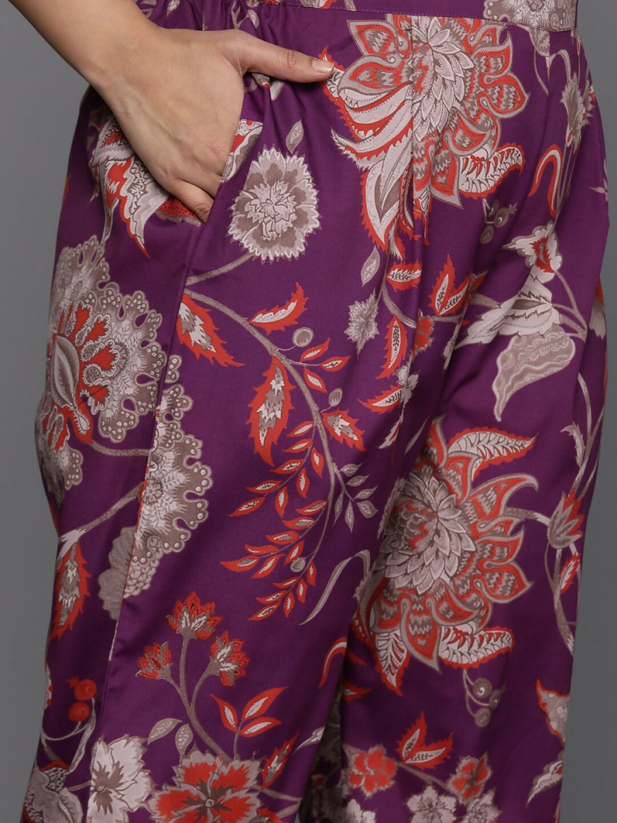 Ahalyaa Women's Traditional wear Kurta Set - Purple | Swadesiicart