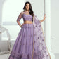 Aastha Fashion Lavender Butterfly Net Tone To Tone Cotton Thread Work And Sequence Work Embroidery Wedding Wear Lehenga Choli