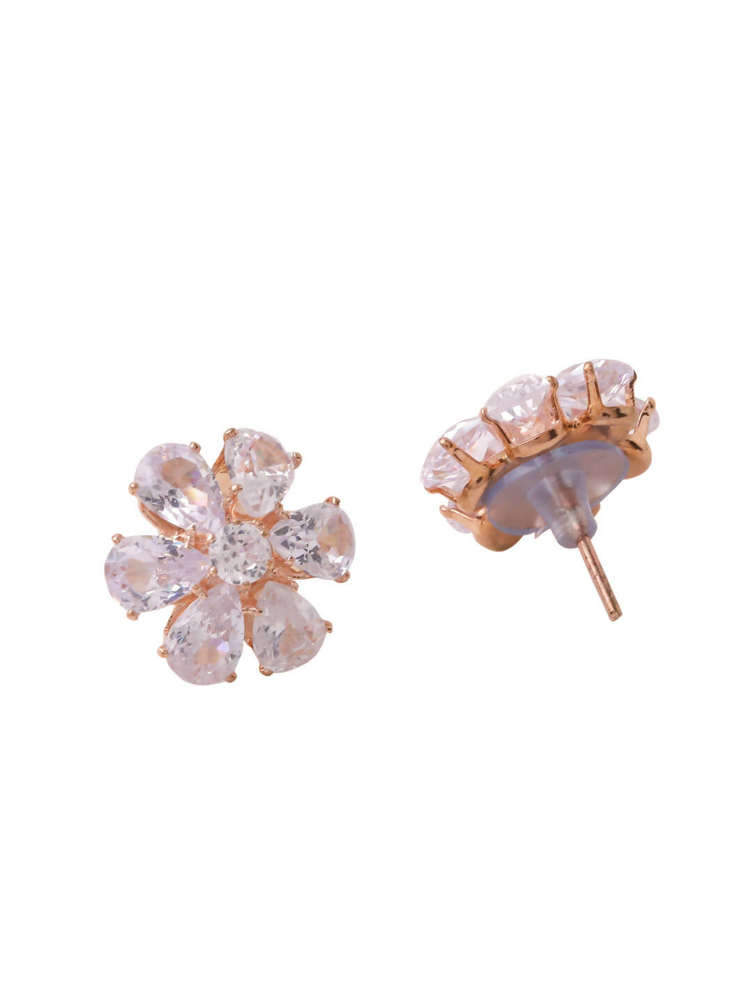 NVR Women Golden Cz Studded Studs Earrings | Swadesiicart
