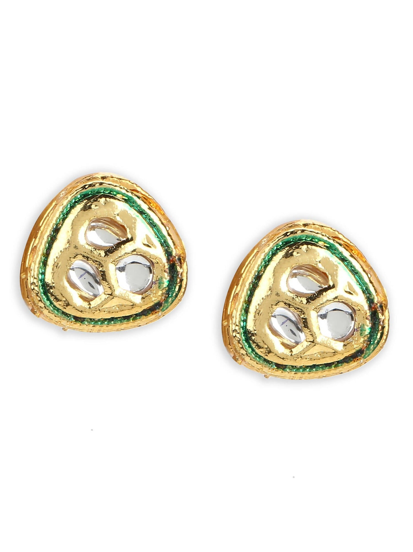 Gold-Toned Silver-Toned Contemporary Studs Earrings - Ruby Raang - Swadesiicart