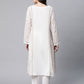 Ahalyaa Women Off White Colour Pure Cotton Printed Kurta Pant Set | Swadesiicart