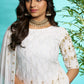 Aayaa Designer Faux Gorgette Embroidery Zari Sequins Thread work Full Flaired plazzo Suit with Dupatta - Off White