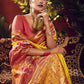 Vishnu Weaves Women's Yellow Paithani Silk Saree with Blouse - Swadesiicart