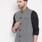 Even Apparels Grey Merino Men Woven Nehru Jacket PW689 | Swadesiicart
