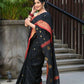 Beatitude Black Cotton Banarasi Saree | Swadesiicart