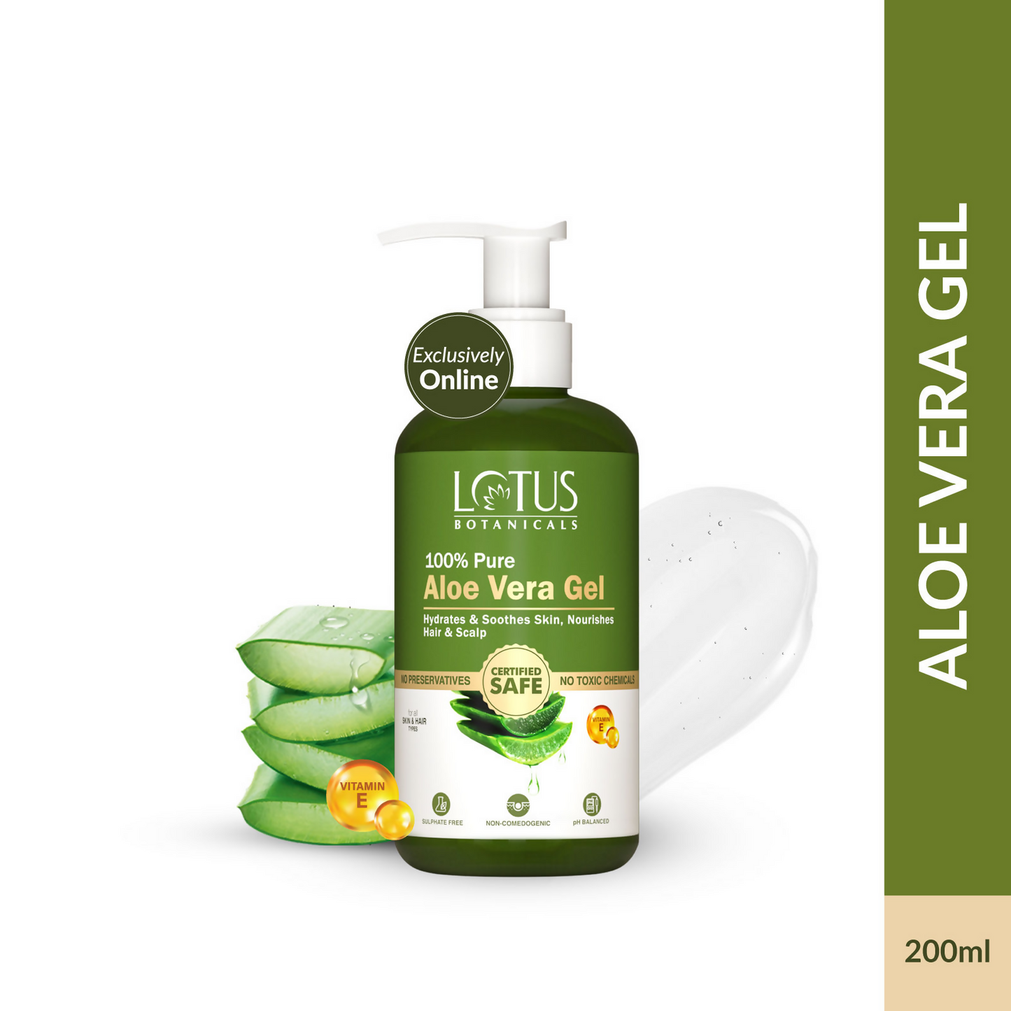 Lotus Botanicals 100% Pure Aloe Vera Gel With Vitamin E | Swadesiicart