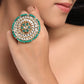 NVR Women's Traditional Ethnic Kundan Meenakari Gold-Polished Ajustable Finger Ring | Swadesiicart