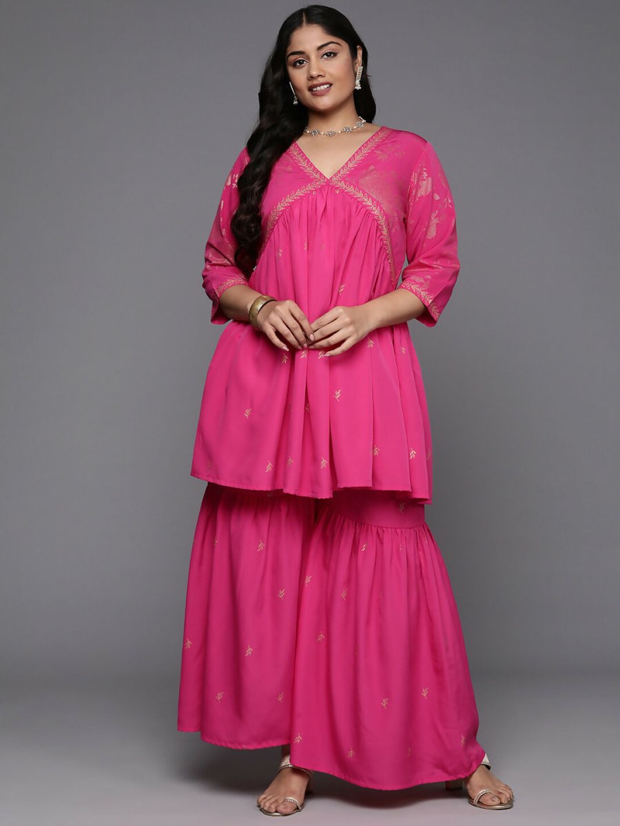 Ahalyaa Women's Traditional Wear Co-ords - Pink - Swadesiicart