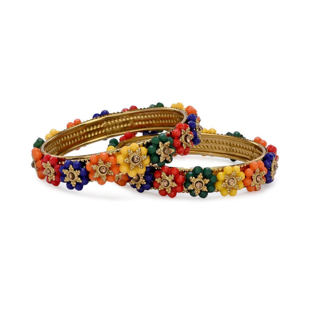 Afast Designer Fancy Party Bangle/ Kada Set, Multicolor, Metal, Pack Of 2 - Swadesiicart