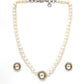 Kundan and Pearl Choker with Studs Jewellery Set (white) - Ruby Raang - Swadesiicart
