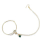Gold-Polished White Green Kundan-Studded Pearl Beaded Nosepin - Ruby Raang | Swadesiicart