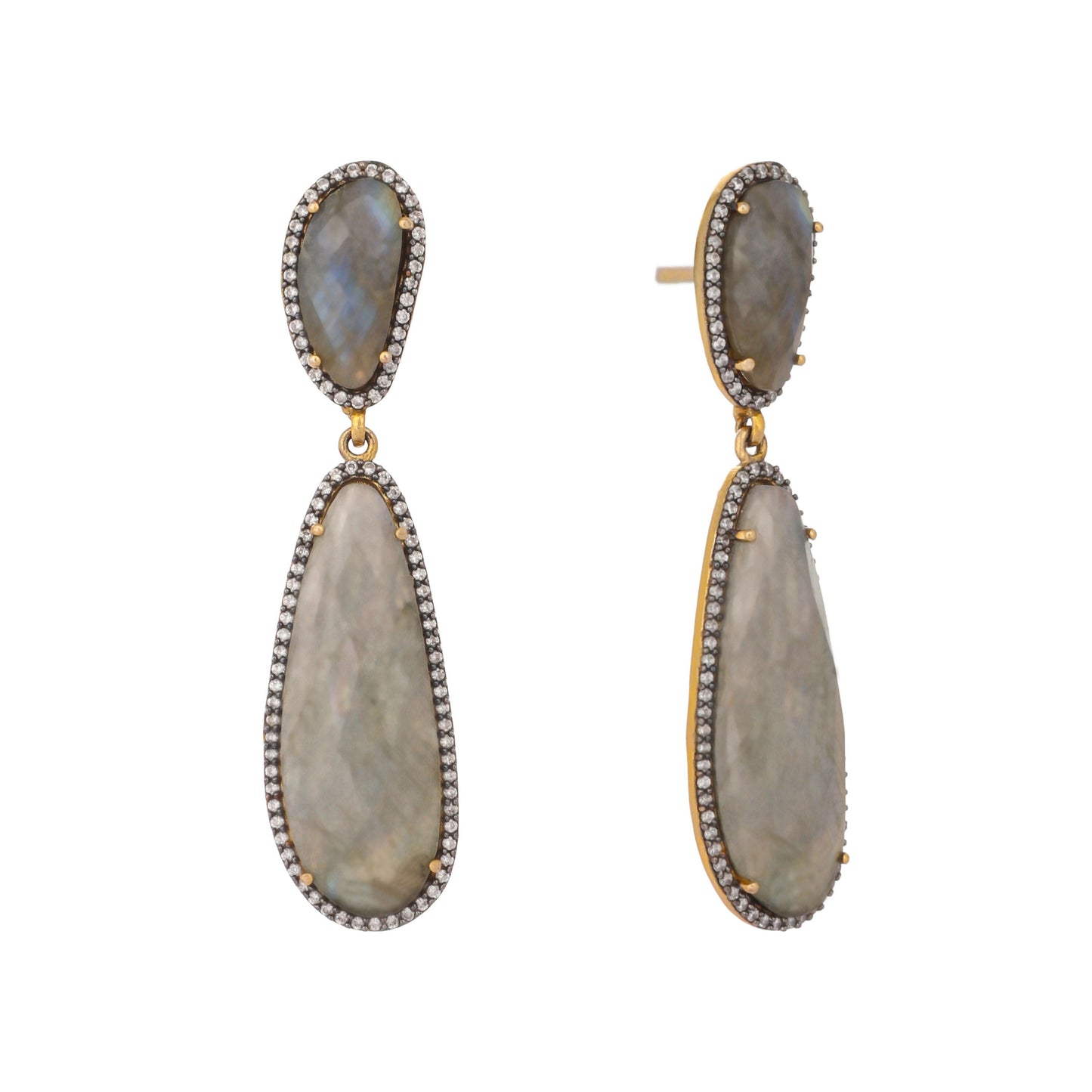 Nuyug 22K Gold Plated Labradorite Stone Contemporary Drop Earrings | Swadesiicart