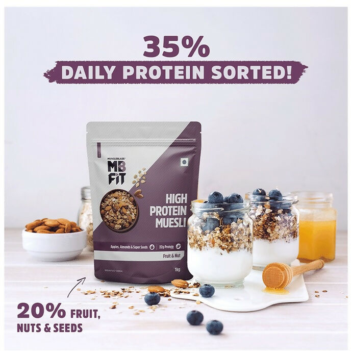MuscleBlaze Fit High Protein Muesli - Fruits & Nut - Swadesiicart