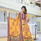 Partywear Designer Yellow Dola Silk Anarkali suit with Dupatta - Suzen - Swadesiicart