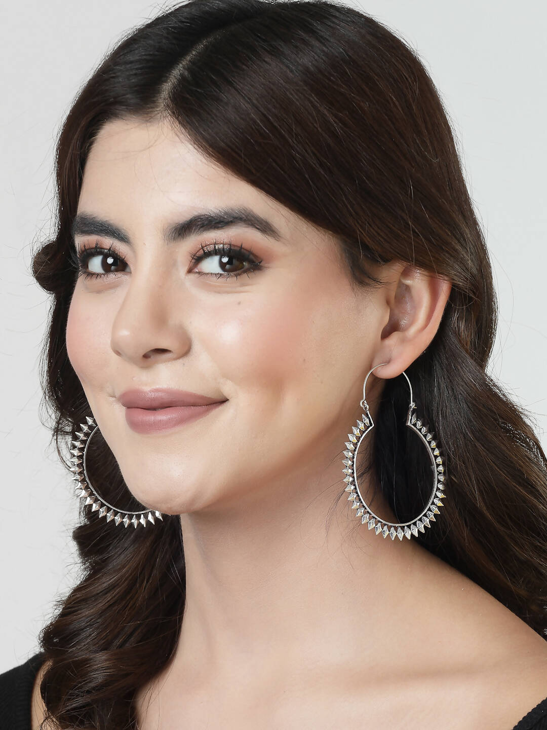 NVR Women Silver Full Circular Hoop Earrings - NR Retail-NVR