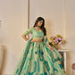 Kesar Fab Green Banarasi Silk Embroidered Lehenga | Swadesiicart