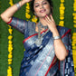 Jyoti Fashion Women's Navy Blue Soft Handloom Silk Zari Woven Saree with Blouse | Swadesiicart