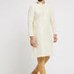 Ethnic India Cream Men's Kurta Striped Polyester | Swadesiicart