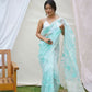 Vamsee Ishaq Sky Organza Saree - Swadesiicart