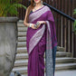 Beatitude Purple Cotton Jacqaurd Border Tangail Handloom Saree