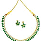 Gold-Polished Alloy American Diamond Green Necklace Set - The Pari - The Pari - Dinesh Associates