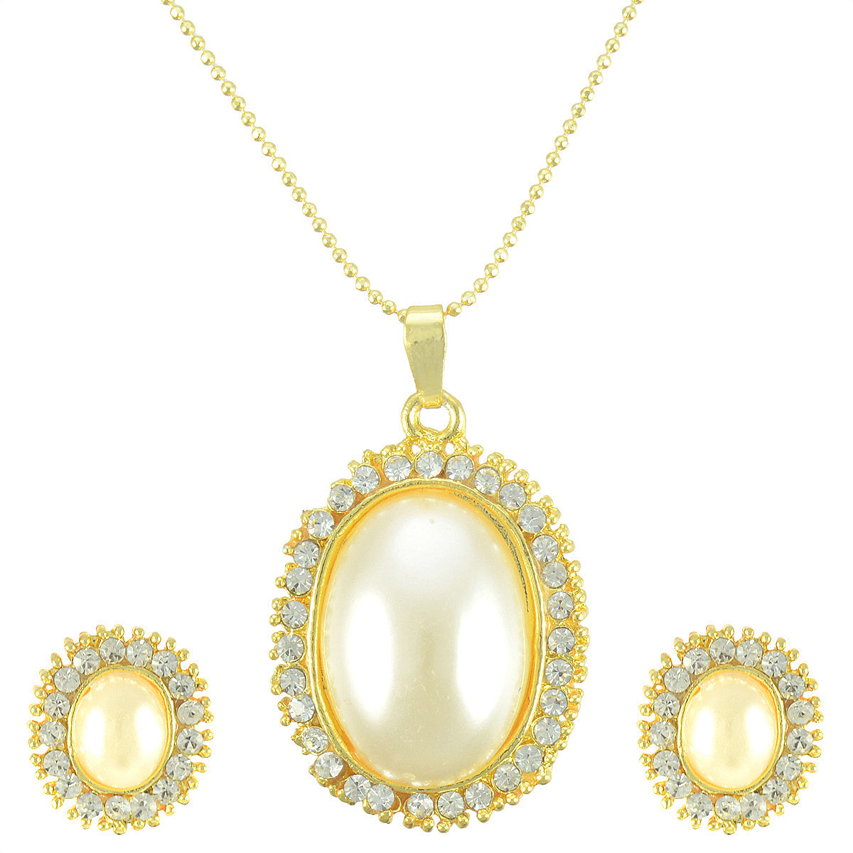 Gold-Polished Alloy Pearl Drop Pendant Set - The Pari | Swadesiicart