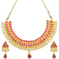 Gold-Polished Alloy Ruby Colour Stone Studded Choker Necklace Set - The Pari | Swadesiicart