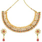 Gold-Polished Alloy Multi Stone Studded Choker Necklace Set - The Pari | Swadesiicart