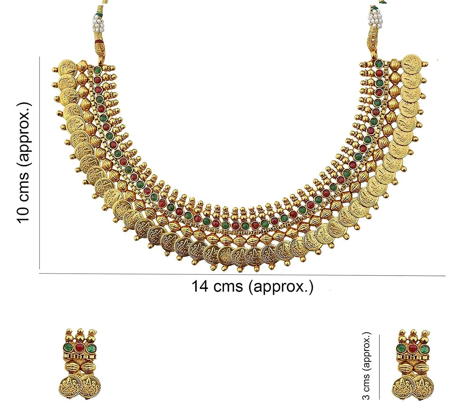 Gold-Polished Alloy Temple Jewellery Coin Choker Necklace - The Pari | Swadesiicart