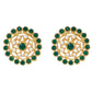 Gold-Polished Alloy Green Beaded Round Pendant Choker Necklace Set - The Pari | Swadesiicart