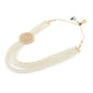 Gold-Polished Alloy Round Brooch Pearl Long Haar Necklace Set - The Pari - Swadesiicart