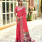 Vishnu Weaves Women's Rani Pink Cotton Silk Zari Woven Butta Work Saree with Blouse - Swadesiicart