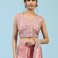 Peach Silk Satin Plain Ready to wear Saree with stitched Blouse - Vrinda | Swadesiicart