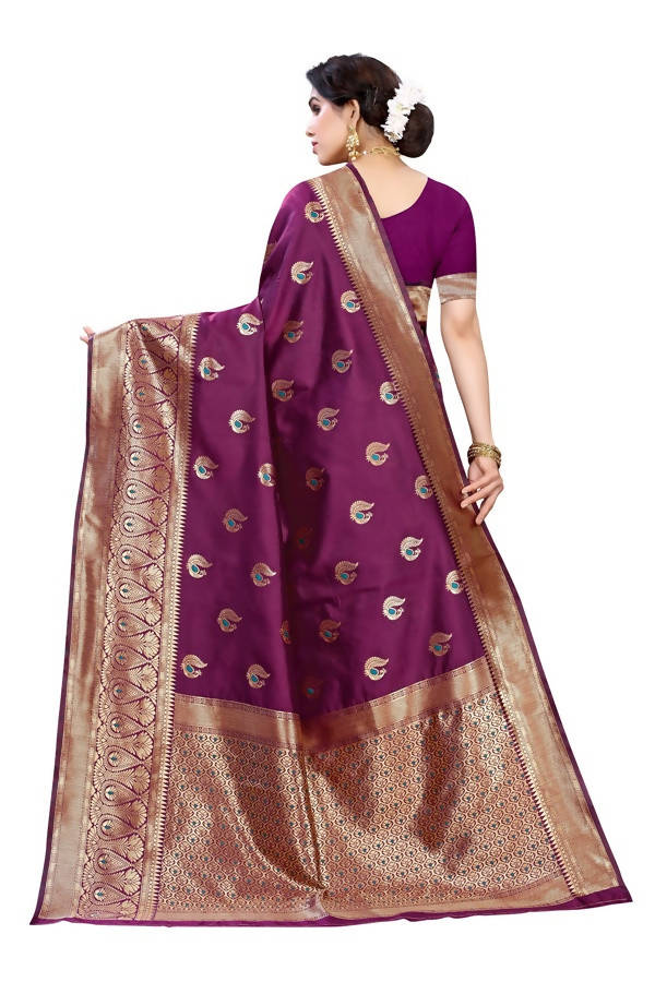 Vamika Banarasi Jacquard Weaving Purple Saree (Siri Purple) | Swadesiicart