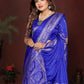 Anaita R Blue Zari Weaving Work Satin Silk Saree With Blouse