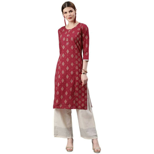 Indian Clothing Anubhutee Women's Cotton Regular Straight Pink Kurta