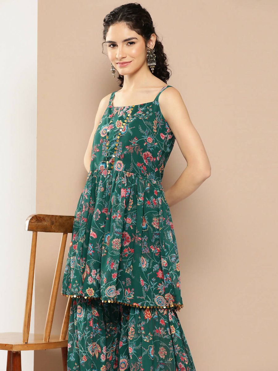 Ahalyaa Womens Kurta Set - Green | Swadesiicart