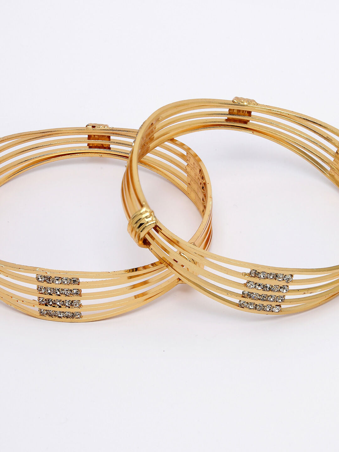 NVR Women Set of 2 Gold-Polished Kundan Studded Bangles - Swadesiicart