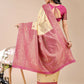 Astita Aura Silk Cream Magenta Banarasi Silk Saree | Swadesiicart