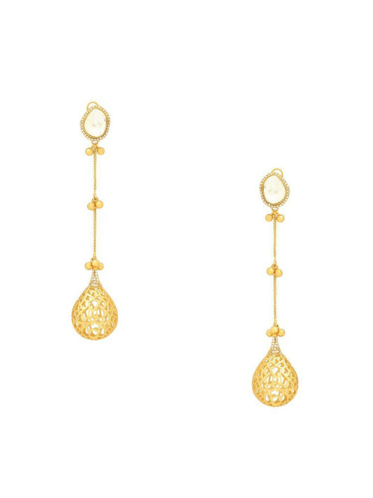 Glass Kundan Antique finish Long Earrings - Ruby Raang | Swadesiicart