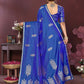 Joban Fashion Royal Blue Floral Motifs Banarasi Silk Sarees | Swadesiicart