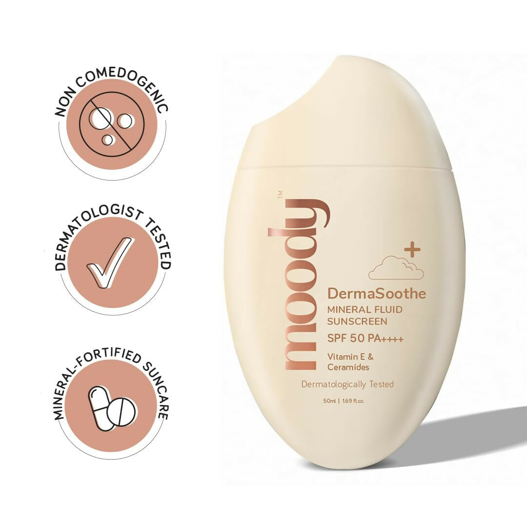 Moody SensiSoothe Mineral Brightening Sunscreen Serum with Ceramides & Rice - Swadesiicart